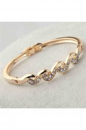 Worldshop Altın Kaplama, Zirkon Taşlı Bileklik, Kelepçe Ahşap Kutu Içerisinde, Yeni Yıl, yılbaşı hediye - 2