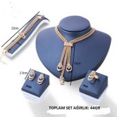 Worldshop ŞIK,TAM TAKI SETİ,(KOLYE,KÜPE,BİLEKLİK,YÜZÜK) 18GP, AHŞAP HEDİYE KUTUSU İÇERİSİNDE - 2