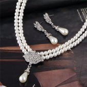 Worldshop TAŞLI İNCİ TAKI SETİ KOLYE, BİLEKLİK, KÜPE,, AHŞAP KUTU İÇERİSİNDE - 2