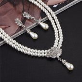 Worldshop TAŞLI İNCİ TAKI SETİ KOLYE, BİLEKLİK, KÜPE,, AHŞAP KUTU İÇERİSİNDE - 3