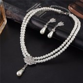 Worldshop TAŞLI İNCİ TAKI SETİ KOLYE, BİLEKLİK, KÜPE,, AHŞAP KUTU İÇERİSİNDE - 4