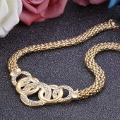 Worldshop ALTIN KAPLAMA(18GP)  KOLYE KÜPE BİLEKLİK YÜZÜK , TAM TAKI SETİ, BÜYÜK AHŞAP HEDİYE KUTUSU İÇERİSİNDE - 2