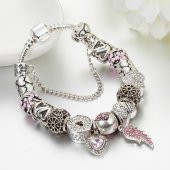 Worldshop PANDORA TARZ, MELEK KANADI TEMALI  CHARM BİLEKLİK , AHŞAP KUTU İÇERİSİNDE - 3