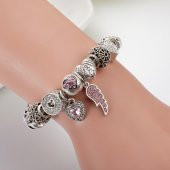 Worldshop PANDORA TARZ, MELEK KANADI TEMALI  CHARM BİLEKLİK , AHŞAP KUTU İÇERİSİNDE - 6