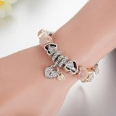 Worldshop Pandora,Yeni, Tarz(aşk sevgi mlı)  Rose, Charmlı  Bileklik, Ahşap Kutu Içerisinde - 3