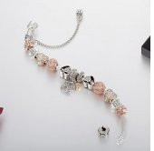 Worldshop Pandora,Yeni, Tarz(aşk sevgi mlı)  Rose, Charmlı  Bileklik, Ahşap Kutu Içerisinde - 4