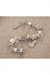 Worldshop Pandora Tarz, Yeni Trend, Renk Seçenekli Kristal Taşlı Charm Bileklik, Ahşap Kutu Içerisinde - 2