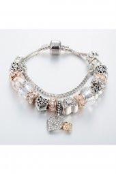 Worldshop Pandora Tarz, Yeni Trend, Renk Seçenekli Kristal Taşlı Charm Bileklik, Ahşap Kutu Içerisinde - 4