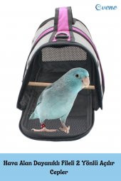 Kuş Taşıma Çantası Kuş Kafesi Tünekli Çanta Flybag - 4