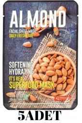 DERMAL 5 ADET Superfood Badem Yüz Maskesi I  Nemlendici ve Yumuşatıcı - 1