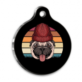 Retro 2 Pug Yuvarlak Köpek Künyesi - 1