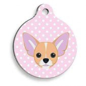 Chihuahua Pembe Puantiyeli Yuvarlak Köpek Künyesi - 1