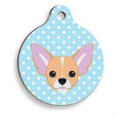 Chihuahua Mavi Puantiyeli Yuvarlak Köpek Künyesi - 1