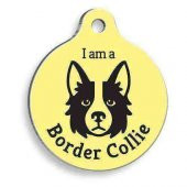 Sarı Border Collie Yuvarlak Köpek Künyesi - 1
