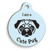 Mavi Pug Yuvarlak Köpek Künyesi - 1