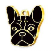Altın Kaplama French Bulldog Köpek Künyesi (Siyah) - 1