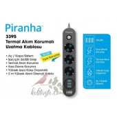 Piranha 3395 Termal Akım Korumalı 3 USB li Priz - 2