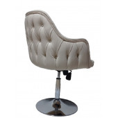 Tekli Bekleme Koltuğu Kapitone Desenli Tepsi Ayaklı Krem Suni Deri thumbnail 1