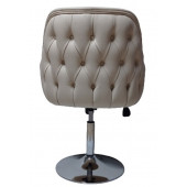 Tekli Bekleme Koltuğu Kapitone Desenli Tepsi Ayaklı Krem Suni Deri thumbnail 3