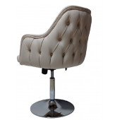 Tekli Bekleme Koltuğu Kapitone Desenli Tepsi Ayaklı Krem Suni Deri thumbnail 4