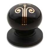 Santemolin Lüks Porselen Düğme Mobilya Mutfak Çekmece Dolap Dolabı Kulpu Kulbu Siyah Gold Kulpları thumbnail 1