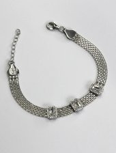 SilverPoint Baget Taşlı Örgü Zincir Bileklik - 1