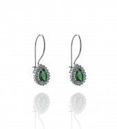 SilverPoint Yeşil Damla Taş Detaylı Küpe - 1