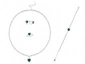 SilverPoint Yeşil Kalp Figürlü Damla Zirkon Taşlı Set - 1