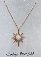 SilverPoint Rose Kaplama Sedef Taşlı Kadın Kolye - 1