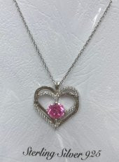 SilverPoint Pembe Yuvarlak Zirkon Taş Detay I Love You Yazılı Kalp Kolye thumbnail 1