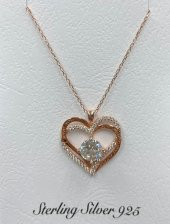 SilverPoint Rose Kaplama Zirkon Taş Detay I Love You Yazılı Kalp Kolye thumbnail 1