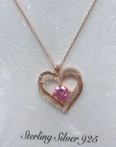 SilverPoint Rose Kaplama Pembe Zirkon Taş Detay I Love You Yazılı Kalp Kolye - 2
