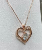 SilverPoint Rose Kaplama Zirkon Taş Detay I Love You Yazılı Kalp Kolye thumbnail 2
