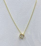 SilverPoint Gold Kaplama Kalp Çerçeve Detay Zirkon Taşlı Kolye - 3