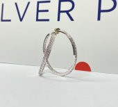 SilverPoint Pembe Taşlı Halka Küpe - 1