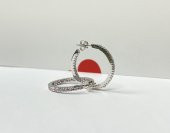 SilverPoint Pembe Taşlı Halka Küpe - 1