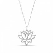 SilverPoint Zirkon Taşlı Lotus Çiçeği Kolye - 1