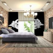 Ay Güneş Gece Gökyüzü Desenli Siyah Beyaz Fon Perde HR_01647 - 4