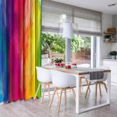 Çok Renkli Yağlı Boya Desenli Tekli Fon Perde HR_01705 - 3