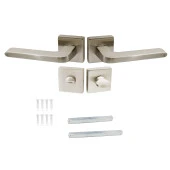 Paris Kare Rozetli Banyo-Wc Kapı Kolu Sağa ve Sola Uygun Saten 1 Takım thumbnail 2