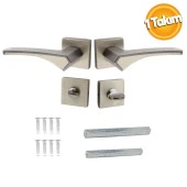 Merve Kare Rozetli Banyo-Wc Kapı Kolu Sağa ve Sola Uygun Antrasit Saten 1 Takım thumbnail 2