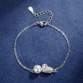 Modasteps 925 Ayar Yüksek Kalite Zirkon Çiçek İnci Bileklik thumbnail 2