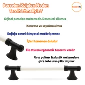Enspel Lüks Porselen Mobilya Çekmece Dolap Kapak Kulpu Kulbu (128 MM-12.8 CM) Beyaz Mat Siyah thumbnail 3