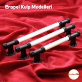 Enspel Lüks Porselen Mobilya Mutfak Çekmece Dolap Dolabı Kulpu Kulbu 160 Mm Beyaz Mat Siyah Kulpları - 3