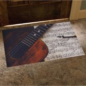 Gitar ve Notalar Desenli Kauçuk Kapı Önü Paspası - 1