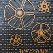 Welcome Yazılı Çiçek Desenli Kauçuk Kapı Önü Paspası - 3