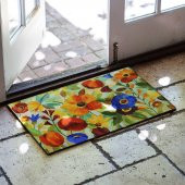 Çiçek Yağlı Boya Desenli Kauçuk Kapı Önü Paspası thumbnail 1