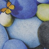 Kelebek ve Taşlar Baskılı Çift Taraflı Kauçuk Kapı Önü Paspası thumbnail 2