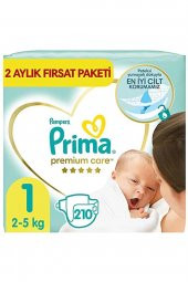 Prima  Bebek Bezi Premium Care 1 Beden Yenidoğan, 2 Aylık Fırsat Paketi, 210 Adet - 1