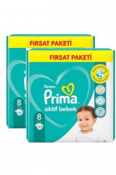 Prima  Aktif Bebek 8 Beden Fırsat Paket 31x2 Paket 62 Adet 17+kg Bebek Bezi - 1